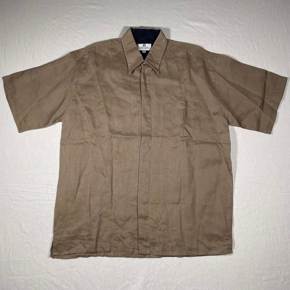 Vtg 90s Givenchy Monsieur Guayabera Button Up 100% Linen Shirt Size XL